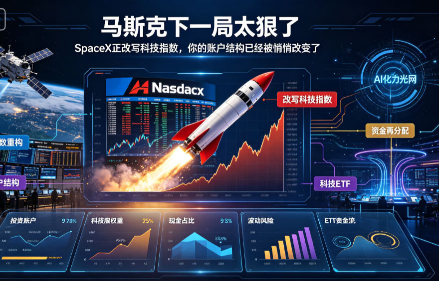 马斯克下一局太狠了，SpaceX 正改写科技指数，你的账户结构已经被悄悄改变了